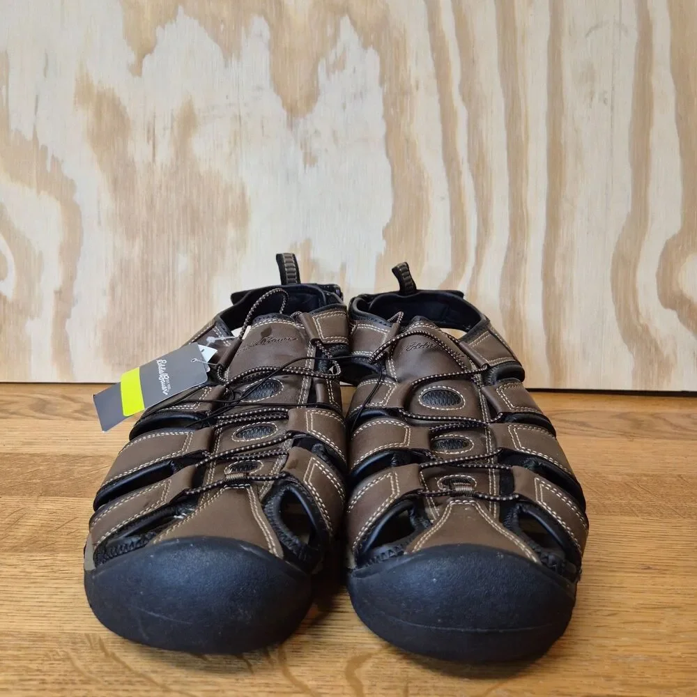 Eddie Bauer Troy Men's 13 Brown Leather Closed Toe Hiking Sport Sandals NWT